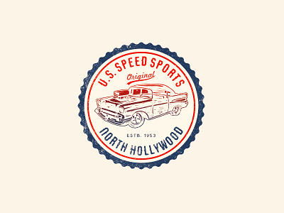 U.S. Speed Sports - North Hollywood 1950s auto auto club badge california decal hot rods logo north hollywood vintage