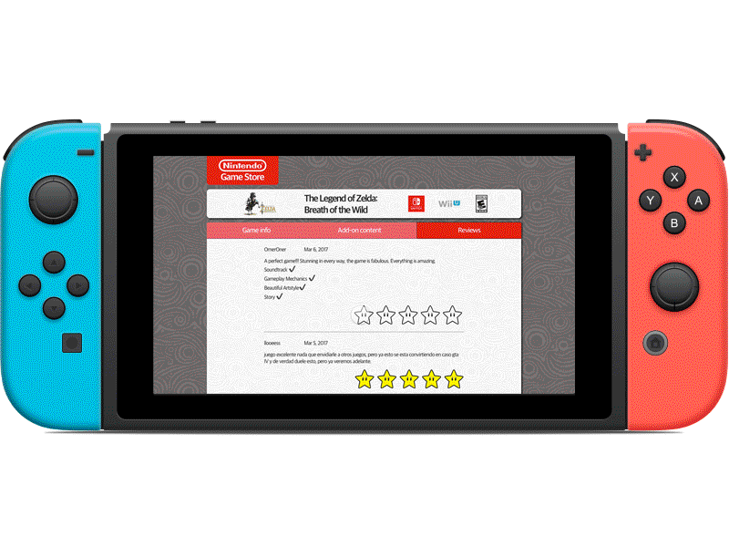 Nintendo Game Store Concept Rating breath framer game legend nintendo prototyping rating star store super wild zelda