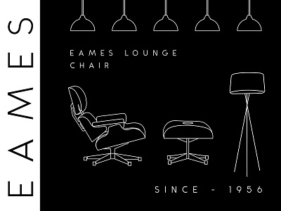 Eames Lounge Chair chair designer eames furniture illustration lamp line drawing lounge seat stroke svg