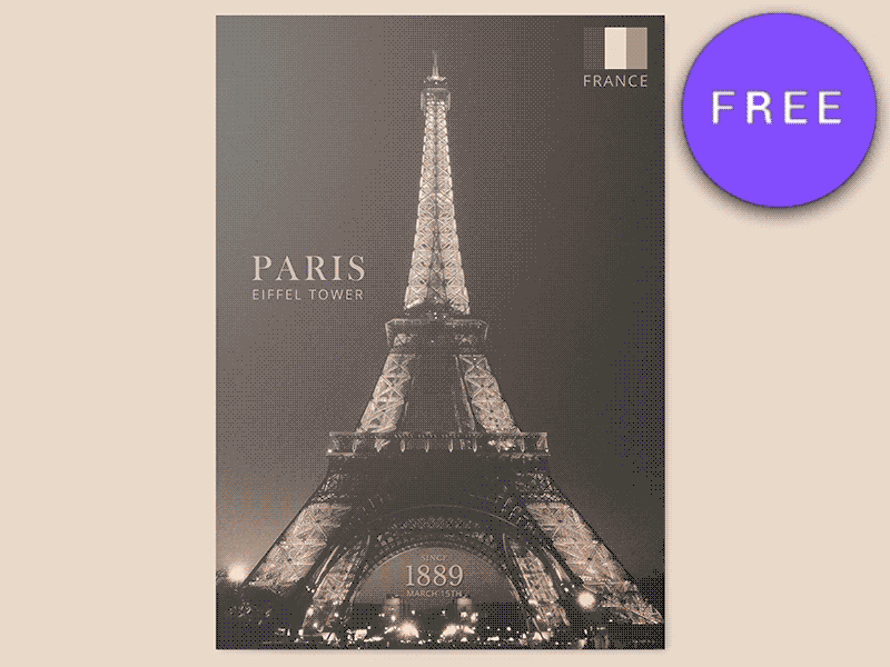 FREE PARIS EIFFEL TOWER POSTER - LAYERED EDITABLE PSD
