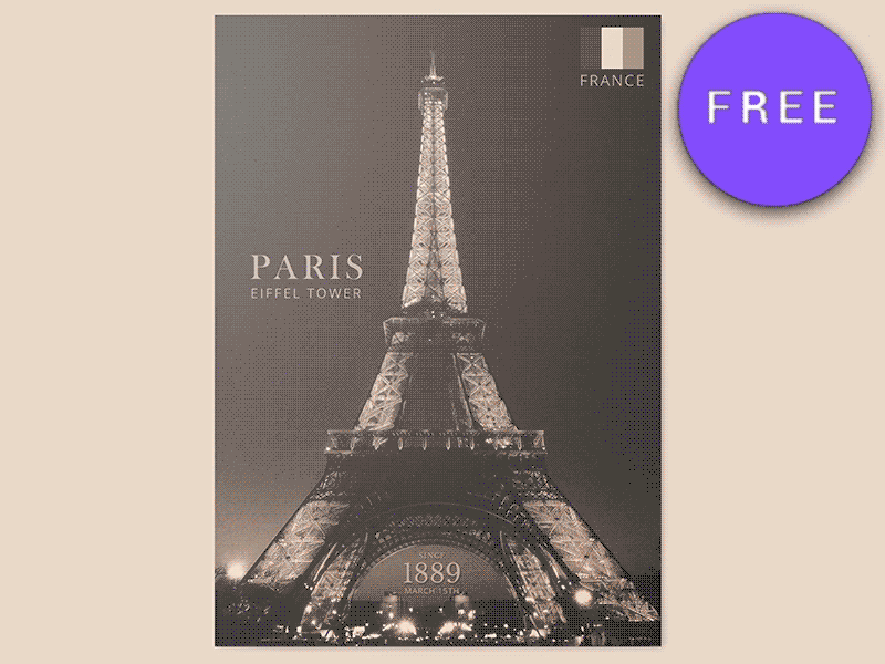 FREE PARIS EIFFEL TOWER POSTER - LAYERED EDITABLE PSD editable eiffel tower free freebie paris photoshop poster psd travel