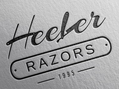 Heeler Razors Logo blade cut throat hipster logo logo design mock up modern razors straight razor
