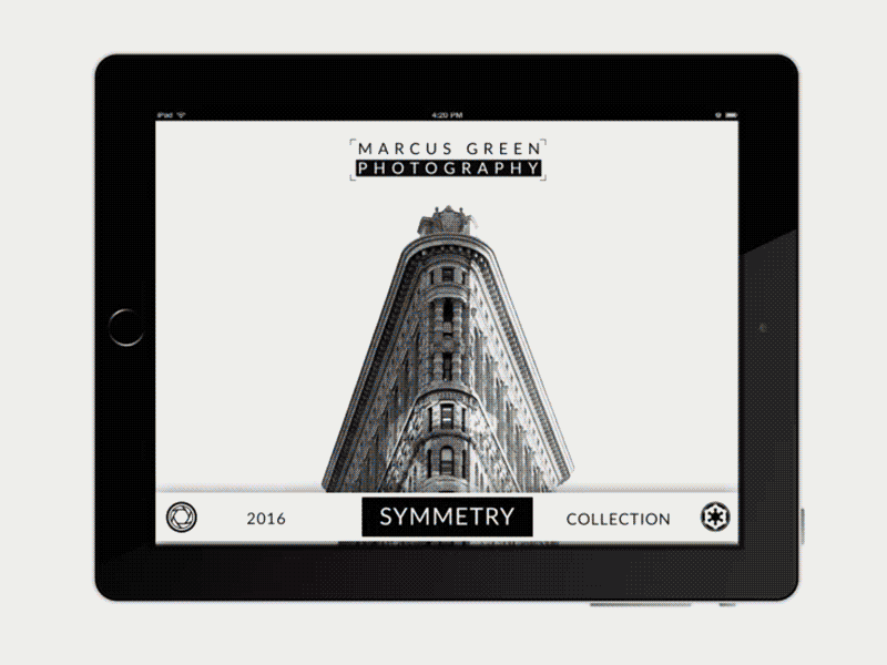 Marcus Green Photography Flip Book - Interaction Design app design flip book interaction interaction design motion graphics photographer photography ui ux