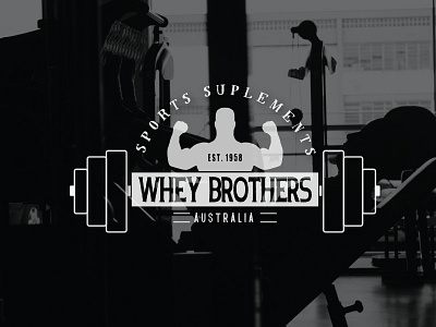 Whey Brothers Sports Suplements Logo gym junkie logo logo design muscle power protein sport suplements weightlifting weights whey