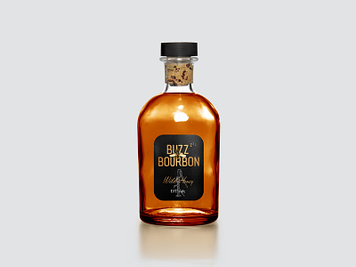 Buzz Bourbon Wild Honey Bottle Label Packaging bee bottle bourbon buzz foil gold honey label packaging vintage wild