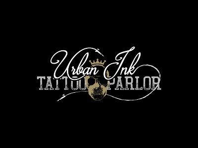Urban Ink Tattoo Parlor Logo Design evil flat ink logo logo design parlor retro skull tattoo urban vintage