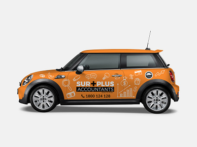 Surplus Accountants Mini Cooper Corporate Vehicle Wrap Design accountant accountants bookeeping car cooper. corporate maths mini signage signs tax vehicle wrap