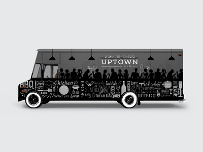 Uptown Bar And Grill Van Truck Vehicle Wrap alcohol bar branding dining drinks food grill meat restaurant signage stickers wrap