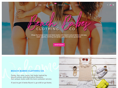 Beach Babes Clothing Co. Fashion Website Design babes beach bikini boho clothing minimal sexy surf ui ux website woman