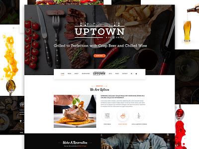 Uptown Bar & Grill Landing Page Website Design alcohol bar chef dining drink eating food grill restaurant ui ux website