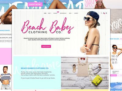 Beach And Swimwear Fashion Website Design beach branding clothing fashion flat girl modern swimwear ui ux web womans