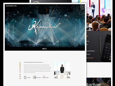 Corporate Events And Productions Landing Page Website Design UI