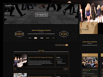 Events Listings Page - Events Company Web Design