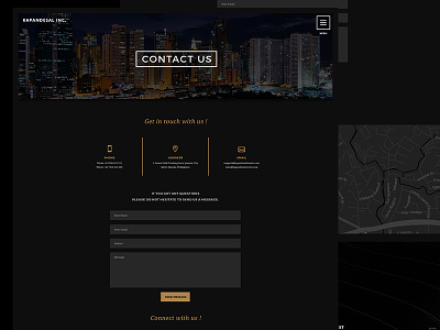 Dark Modern Style Contact Us Page agency contact corporate design events flat minimal production ui us ux website
