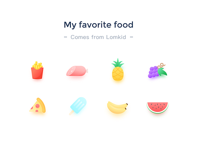 My Favorite Food food fries fruits ice icons pizza