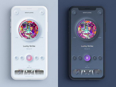 Music Player UI Light & Dark app design music neumorphism
