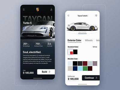 Porsche Car Info & Build Mobile UI / UX app branding build car design info mobile porsche shopping ui ux