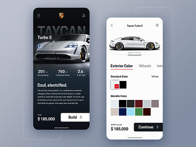 Porsche Car Info & Build Mobile UI / UX