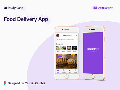 Moon Eats: Food Delivery App - UI Study Case app branding buy checkout delivery design food graphic design interface mobile purple typography ui ux