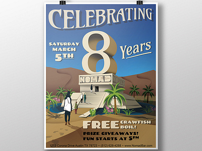 Nomad Bar 8th Anniversary Poster anniversary art design illustration nomad bar poster design travel poster