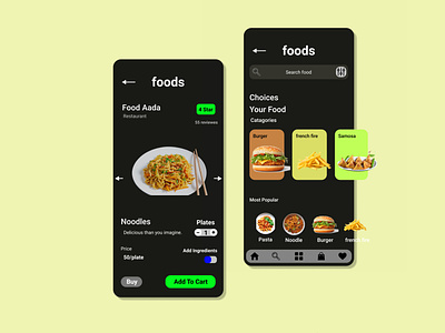 Foods App UI for mobile animation app branding food app graphic design motion graphics ui ux
