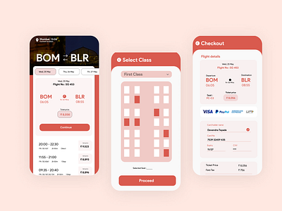 Airlines app UI design (Homepage to Select seat to Checkout) animation app app design design figma flutter homescreen illustration logo ui