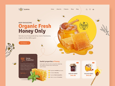 Honey - Website branding design honey honey website ui ui design web design