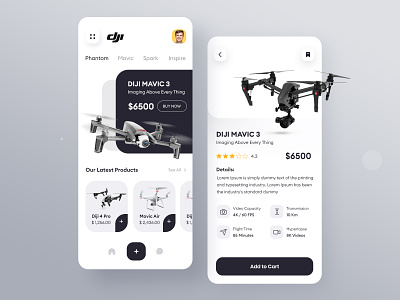 Drone Store App Concept app app design dji drone drone mobile app drone store mobile app mobile app design quadcopter quadrocopter