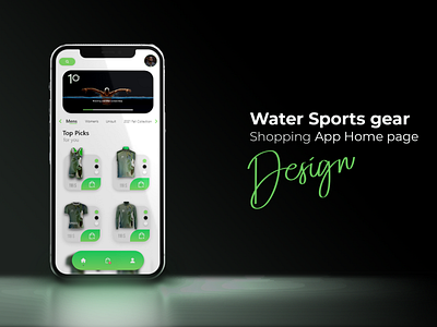 Waters Sports Gear Shopping App Concept app art branding clean design ecommerce fresh graphic design green homescreen icon minimal shopping sports trend ui ux vector