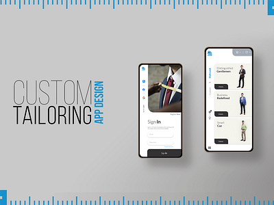 Custom Tailoring App Login & Listing page android app blue clean design ecommerce fresh graphic design ios latest layout live minimalistic modern project shopping tailor trend ui ux