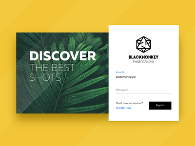 Sign in 001 account creation black create account dailyui launch page mrblackmonkey photography sign in sign in ui sign up startup startup page studio ui ux webpage