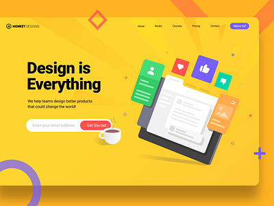 Landing page awesome designs blackmonkey branding colorful illustrations daily ui challenge dailyui design get started illustration landingpage monkeydesigns onboarding start up start up page try ui ui design