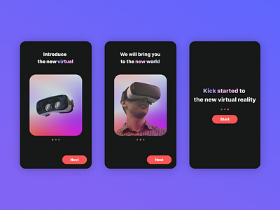 Virtual Reality Onboarding branding design gradient mobile ui vr