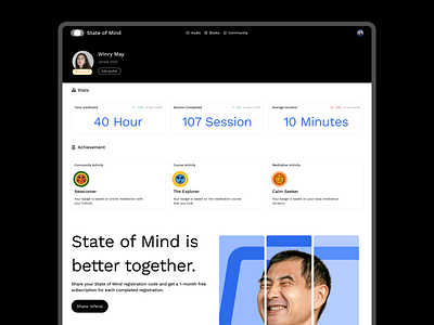 State Of Mind | Meditation Landing Page - Profile Page