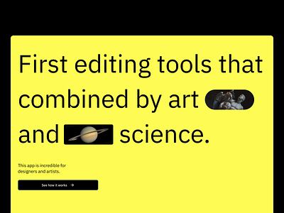 Artisan | Photo Editing App - Landing Page app artist editing tools ibm plex sans landing page swiss typography website