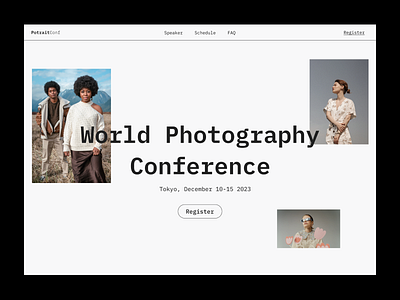 PotraitConf | Photography Conference - Landing Page branding conference design event fashion geometric photo photography swiss tokyo typography ui ux web