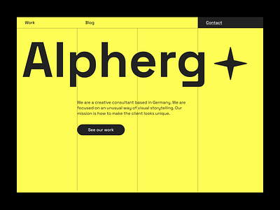 Alpherg | A Creative Consultant Portfolio Page agency app bauhaus branding consultant creative design dieter rams germany paul rand product design studio swiss typography ui ux web