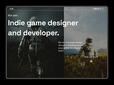 Indie Game Developer Portfolio Page app branding character design design developer game gamer indie sans serif space swiss design typography ui ux web