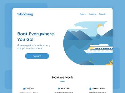 Boat Booking Landing Page branding design illustration landing page ui ux vector webdesign website