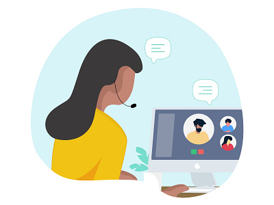 Video Chat design flatcolors illustration illustratration onlinemeeting videochat working