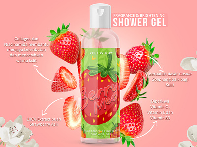 Berryme Shower Gel adobe branding design graphic design illustration mockup photoshop product product design