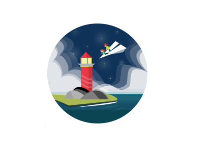 Fly like paper design illustration kids lighthouse paper airplane