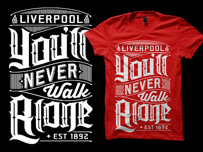 You'll never walk alone apparel brand clothing fashion football illustration soccer tshirt type typo typography vector