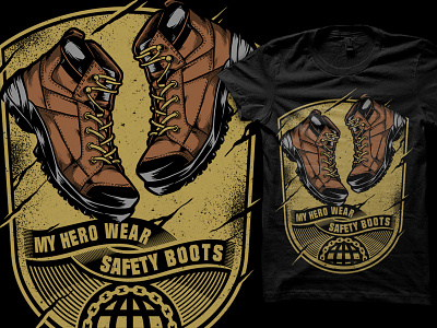 Safety Boots apparel boots brand clothing construction fashion illustration tshirt type typo typography vector