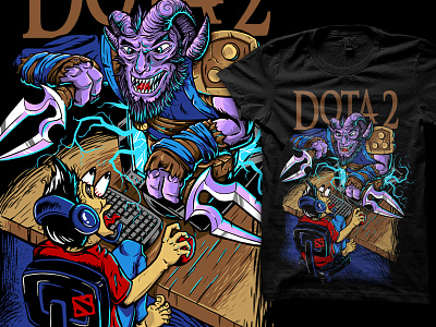 Dota 2 apparel brand clothing dota game illustration online tshirt type typo typography vector