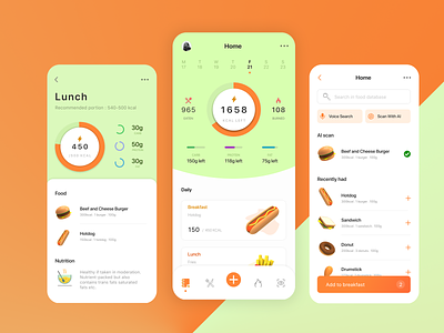 Calorie Counting App app app design branding calorie counting design fitness graphic design health nutrition ui uiux