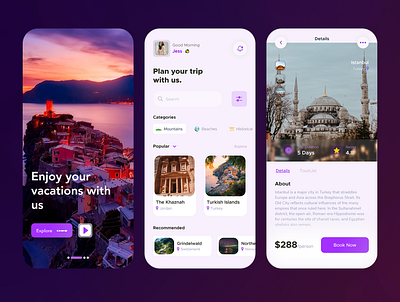 Travel App Design (Free) app app design app ui booking design free freebie holiday leisure ticket ui uiux vacation