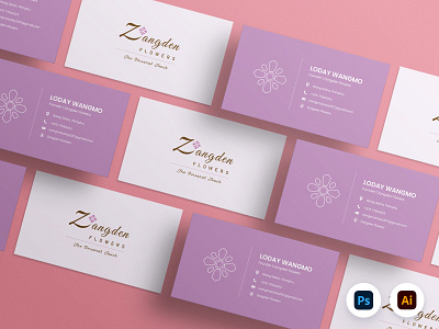 Zangden Flowers | Logo + Business Card adobe bhutan bhutanese branding business card design floral company flower gift graphic design illustration logo minimal modern modern logo photoshop traditional ui ux