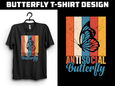 Butterfly T-shirt Design branding butterfly butterfly t shirt design graphic design graphic designer t shirt t shirt design typography
