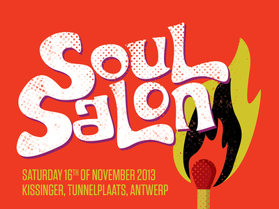 Soul Salon Postcard front ablaze fire flyer match party print